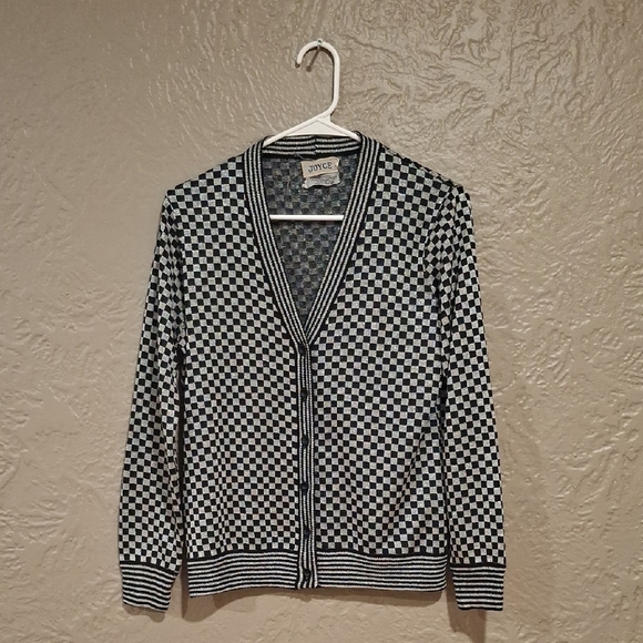 Joyce Vintage Timeless Black and White Knit Cardigan Sweater. Size M - Picture 1 of 6